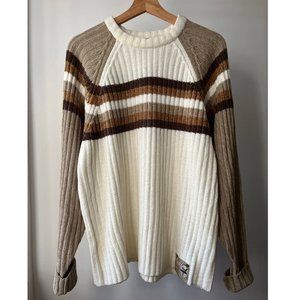 Vintage Soft Chenille Sweater | Neutral Striped Knit